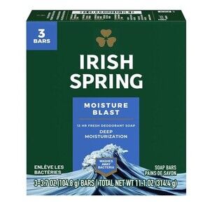 Irish Spring Moisture Blast Bar Soap (3 Bars x 3.7oz. Each) NEW
